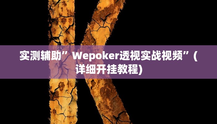 实测辅助”Wepoker透视实战视频”(详细开挂教程)