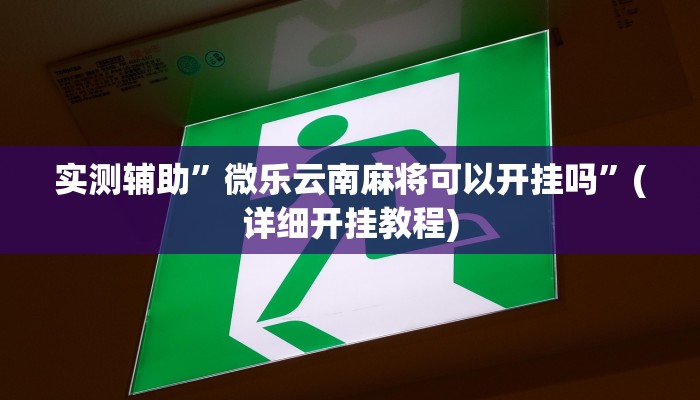 实测辅助”微乐云南麻将可以开挂吗”(详细开挂教程)