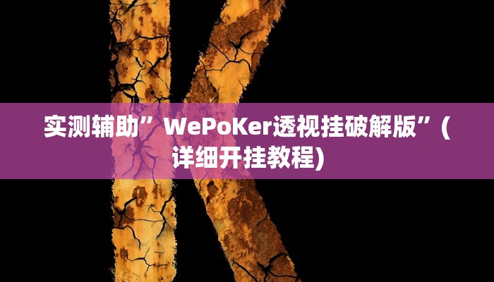 实测辅助”WePoKer透视挂破解版”(详细开挂教程)