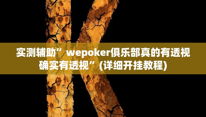 实测辅助”wepoker俱乐部真的有透视确实有透视”(详细开挂教程)