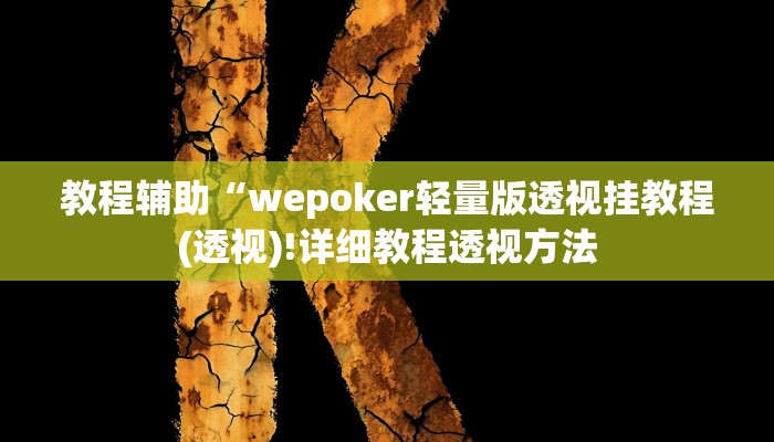 教程辅助“wepoker轻量版透视挂教程(透视)!详细教程透视方法