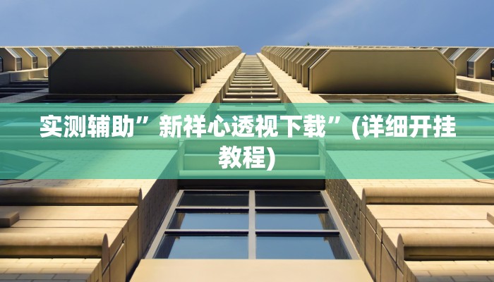 实测辅助”新祥心透视下载”(详细开挂教程)