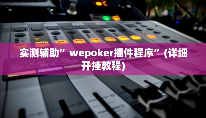 实测辅助”wepoker插件程序”(详细开挂教程)