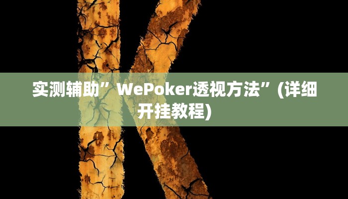 实测辅助”WePoker透视方法”(详细开挂教程)