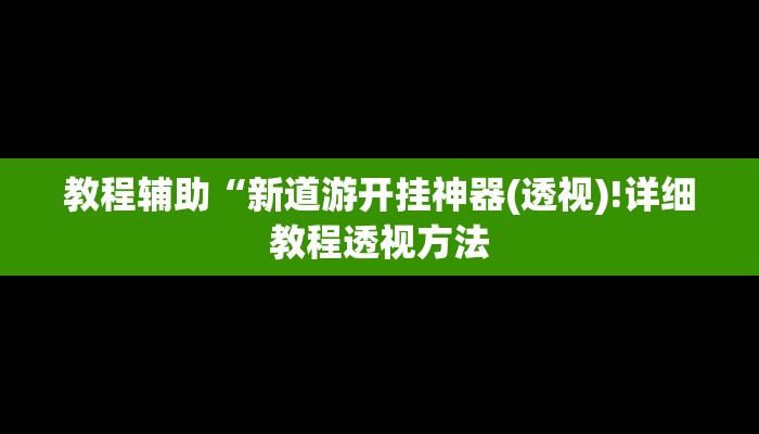 教程辅助“新道游开挂神器(透视)!详细教程透视方法