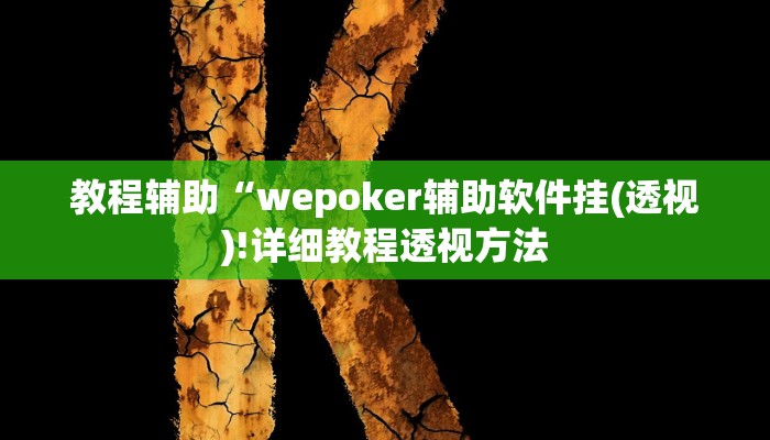 教程辅助“wepoker辅助软件挂(透视)!详细教程透视方法