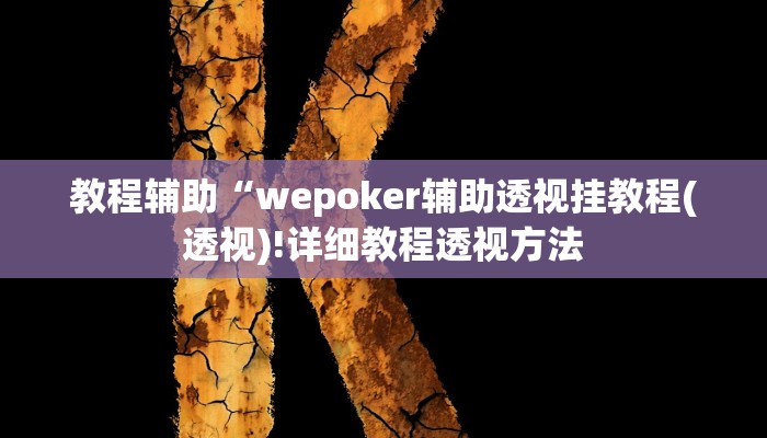 教程辅助“wepoker辅助透视挂教程(透视)!详细教程透视方法