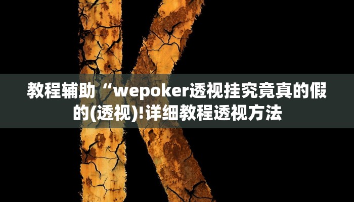 教程辅助“wepoker透视挂究竟真的假的(透视)!详细教程透视方法