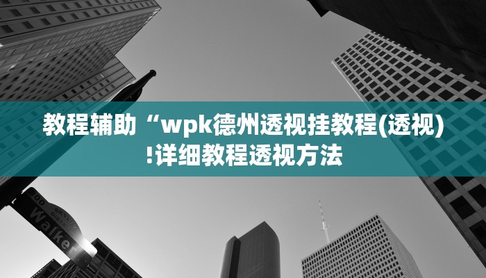 教程辅助“wpk德州透视挂教程(透视)!详细教程透视方法