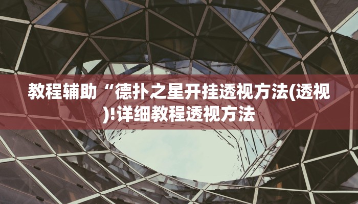 教程辅助“德扑之星开挂透视方法(透视)!详细教程透视方法