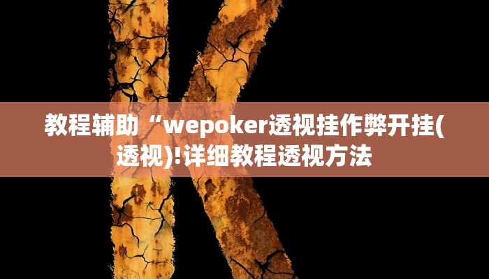 教程辅助“wepoker透视挂作弊开挂(透视)!详细教程透视方法
