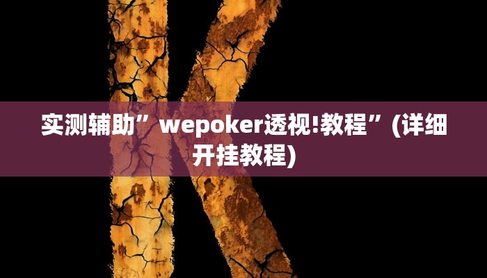 实测辅助”wepoker透视!教程”(详细开挂教程)
