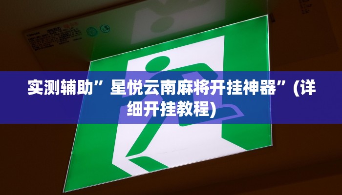 实测辅助”星悦云南麻将开挂神器”(详细开挂教程)