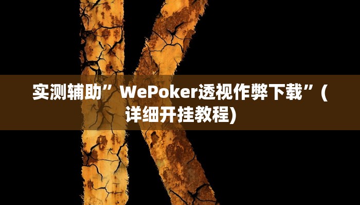 实测辅助”WePoker透视作弊下载”(详细开挂教程)