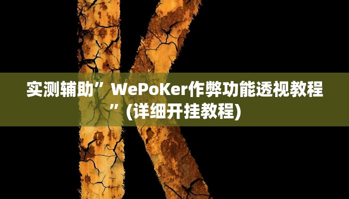 实测辅助”WePoKer作弊功能透视教程”(详细开挂教程)