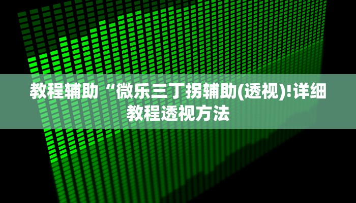教程辅助“微乐三丁拐辅助(透视)!详细教程透视方法