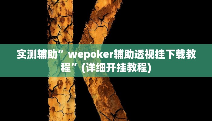 实测辅助”wepoker辅助透视挂下载教程”(详细开挂教程)