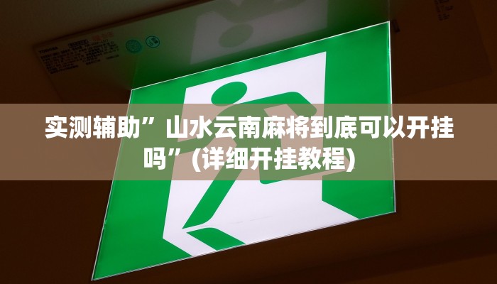 实测辅助”山水云南麻将到底可以开挂吗”(详细开挂教程)