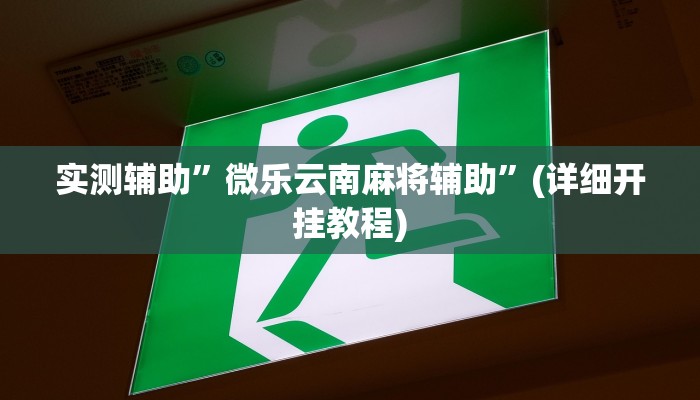实测辅助”微乐云南麻将辅助”(详细开挂教程)