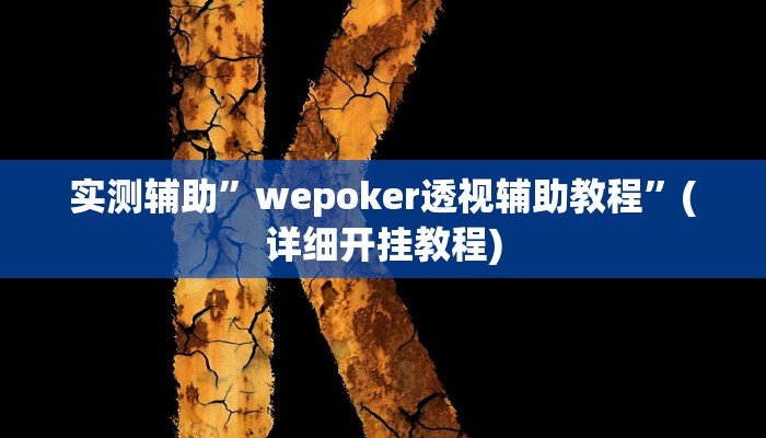 实测辅助”wepoker透视辅助教程”(详细开挂教程)