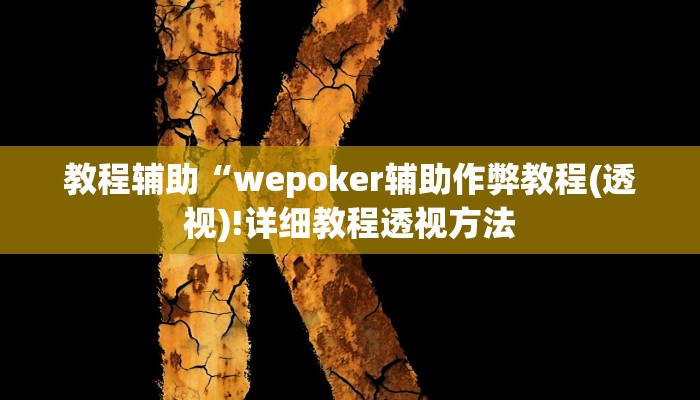 教程辅助“wepoker辅助作弊教程(透视)!详细教程透视方法