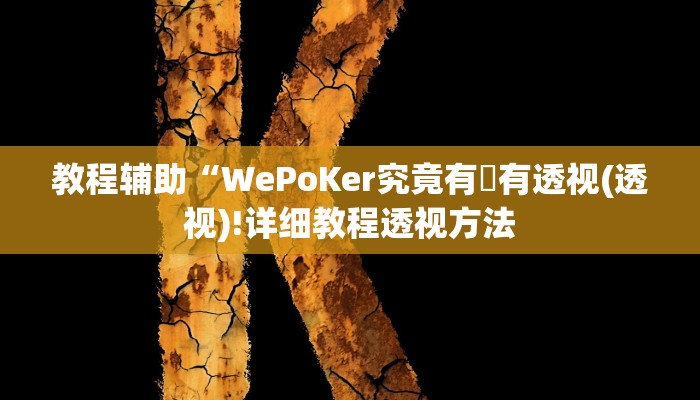 教程辅助“WePoKer究竟有沒有透视(透视)!详细教程透视方法