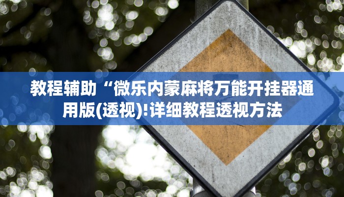 教程辅助“微乐内蒙麻将万能开挂器通用版(透视)!详细教程透视方法