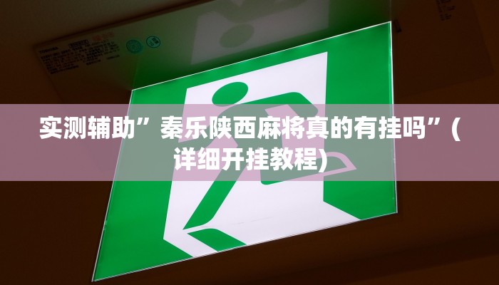 实测辅助”秦乐陕西麻将真的有挂吗”(详细开挂教程)