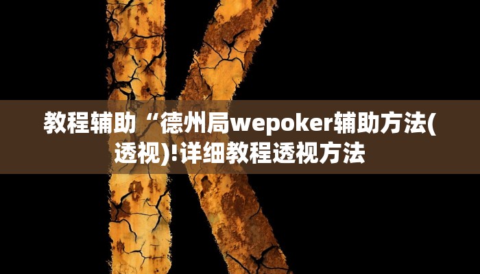 教程辅助“德州局wepoker辅助方法(透视)!详细教程透视方法