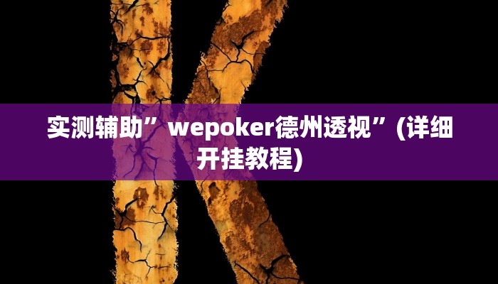 实测辅助”wepoker德州透视”(详细开挂教程)