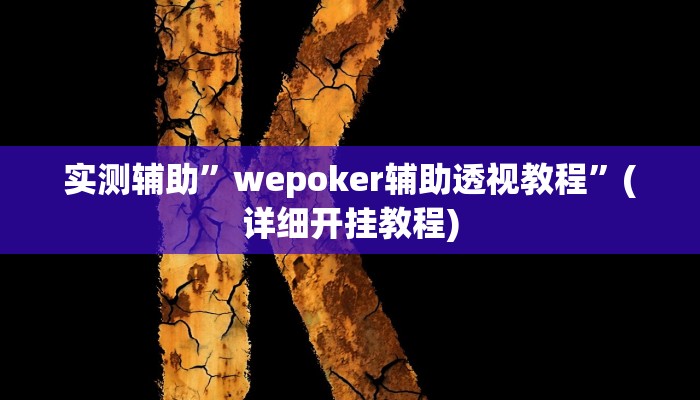 实测辅助”wepoker辅助透视教程”(详细开挂教程)