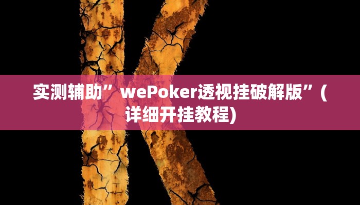 实测辅助”wePoker透视挂破解版”(详细开挂教程)