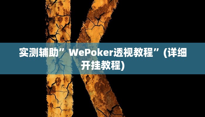 实测辅助”WePoker透视教程”(详细开挂教程)