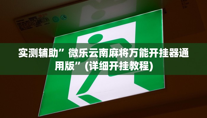 实测辅助”微乐云南麻将万能开挂器通用版”(详细开挂教程)
