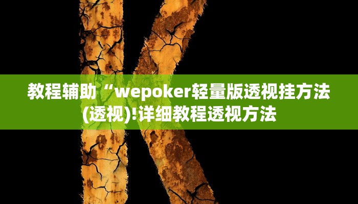 教程辅助“wepoker轻量版透视挂方法(透视)!详细教程透视方法