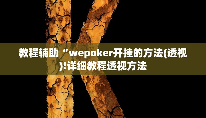 教程辅助“wepoker开挂的方法(透视)!详细教程透视方法