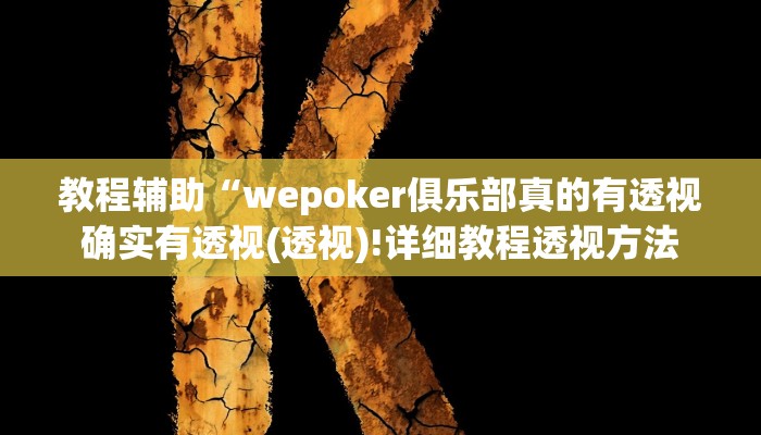 教程辅助“wepoker俱乐部真的有透视确实有透视(透视)!详细教程透视方法