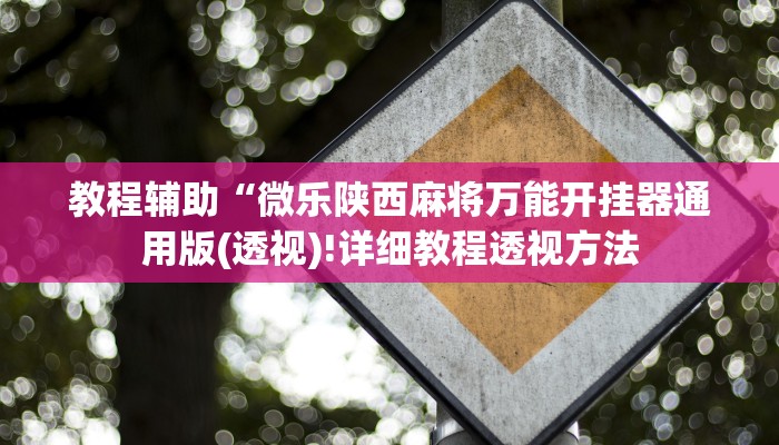 教程辅助“微乐陕西麻将万能开挂器通用版(透视)!详细教程透视方法