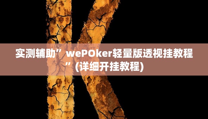 实测辅助”wePOker轻量版透视挂教程”(详细开挂教程)