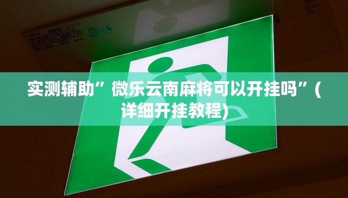 实测辅助”微乐跑得快透视挂真的有用吗”(详细开挂教程)