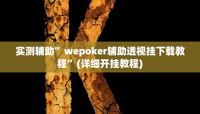 实测辅助”wepoker辅助透视挂下载教程”(详细开挂教程)