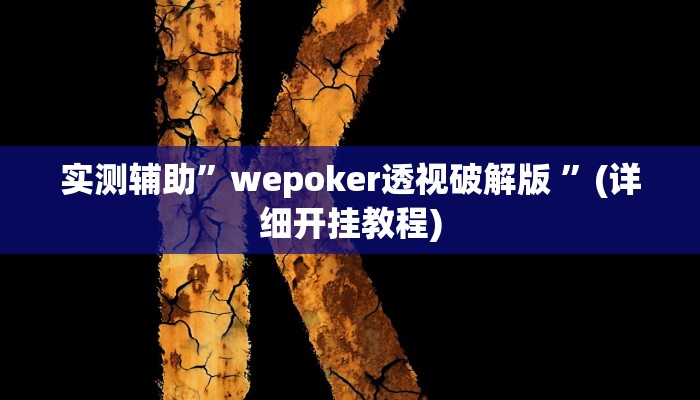 实测辅助”wepoker透视破解版 ”(详细开挂教程)