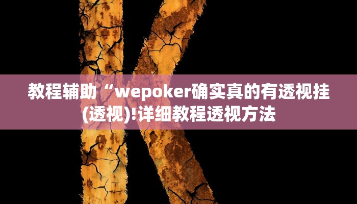 教程辅助“wepoker确实真的有透视挂(透视)!详细教程透视方法