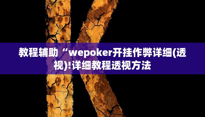 教程辅助“wepoker开挂作弊详细(透视)!详细教程透视方法