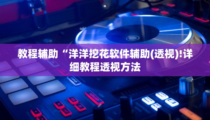 教程辅助“洋洋挖花软件辅助(透视)!详细教程透视方法