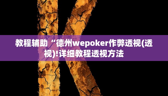 教程辅助“德州wepoker作弊透视(透视)!详细教程透视方法