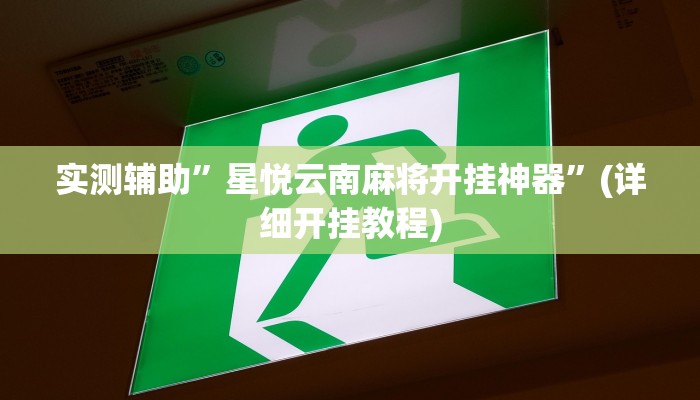 实测辅助”星悦云南麻将开挂神器”(详细开挂教程)