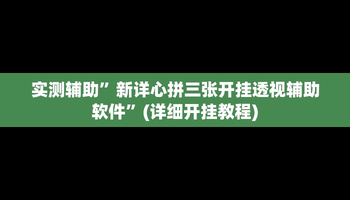 实测辅助”新详心拼三张开挂透视辅助软件”(详细开挂教程)
