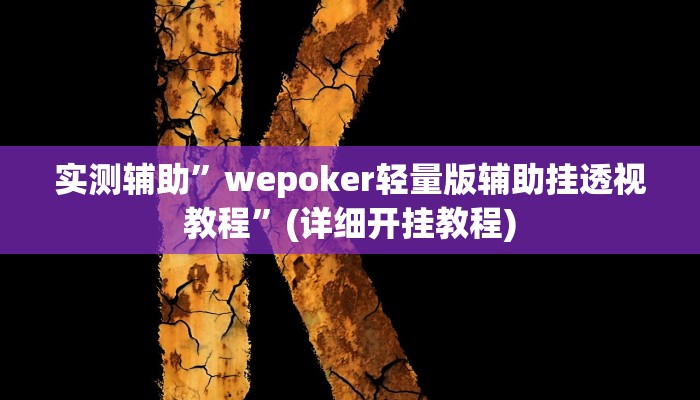 实测辅助”wepoker轻量版辅助挂透视教程”(详细开挂教程)