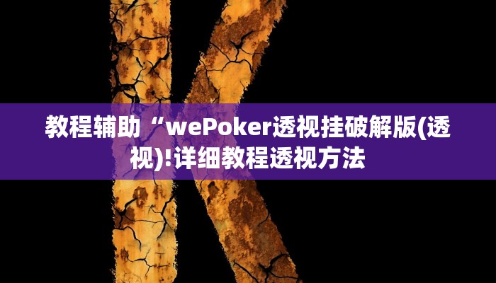 教程辅助“wePoker透视挂破解版(透视)!详细教程透视方法